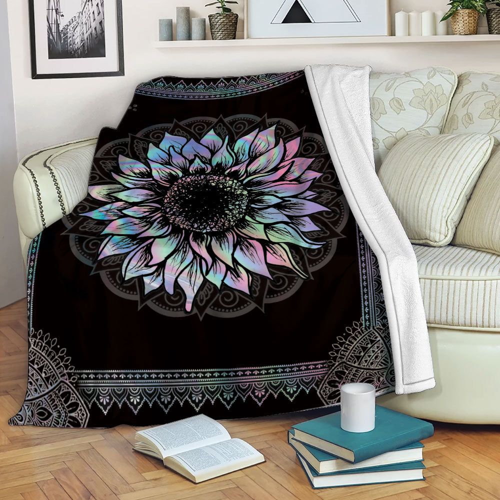 Ohaprints-Fleece-Sherpa-Blanket-Sunflower-Hologram-Mandala-Vintage-Unique-Gifts-Soft-Throw-Blanket-2240-Fleece Blanket