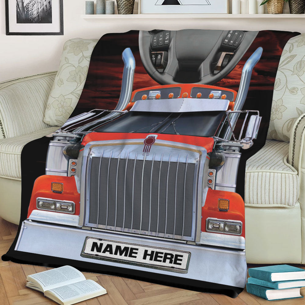 Ohaprints-Fleece-Sherpa-Blanket-Red-Truck-Love-Trucker-Truck-Driver-Unique-Gift-Custom-Personalized-Name-Soft-Throw-Blanket-2246-Sherpa Blanket