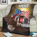 Ohaprints-Fleece-Sherpa-Blanket-Truck-Eagle-Cross-American-Flag-Pattern-Trucker-Gift-Custom-Personalized-Name-Soft-Throw-Blanket-2247-Sherpa Blanket