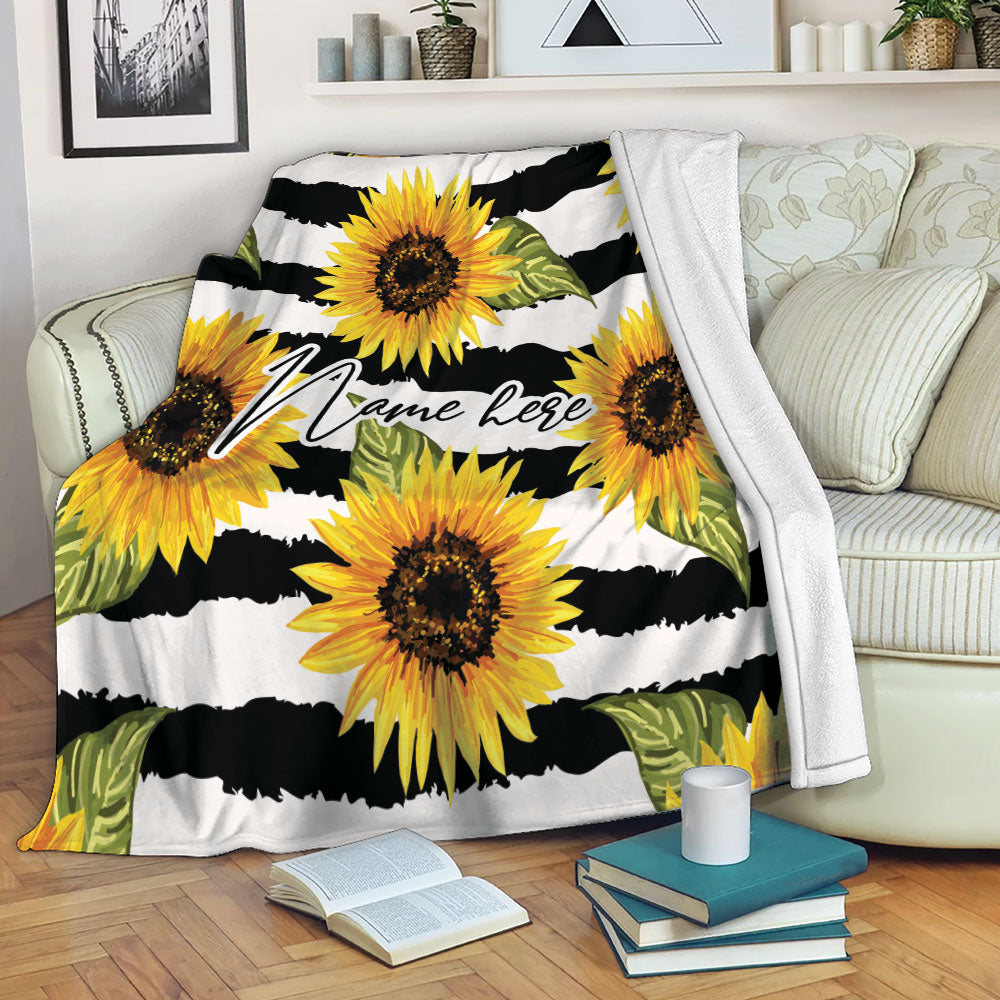 Ohaprints-Fleece-Sherpa-Blanket-Sunflowers-Pattern-Gifts-For-Sunflower-Lovers-Custom-Personalized-Name-Soft-Throw-Blanket-2253-Fleece Blanket