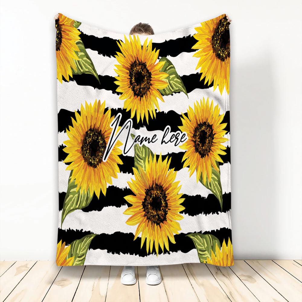 Ohaprints-Fleece-Sherpa-Blanket-Sunflowers-Pattern-Gifts-For-Sunflower-Lovers-Custom-Personalized-Name-Soft-Throw-Blanket-2253-Fleece Blanket