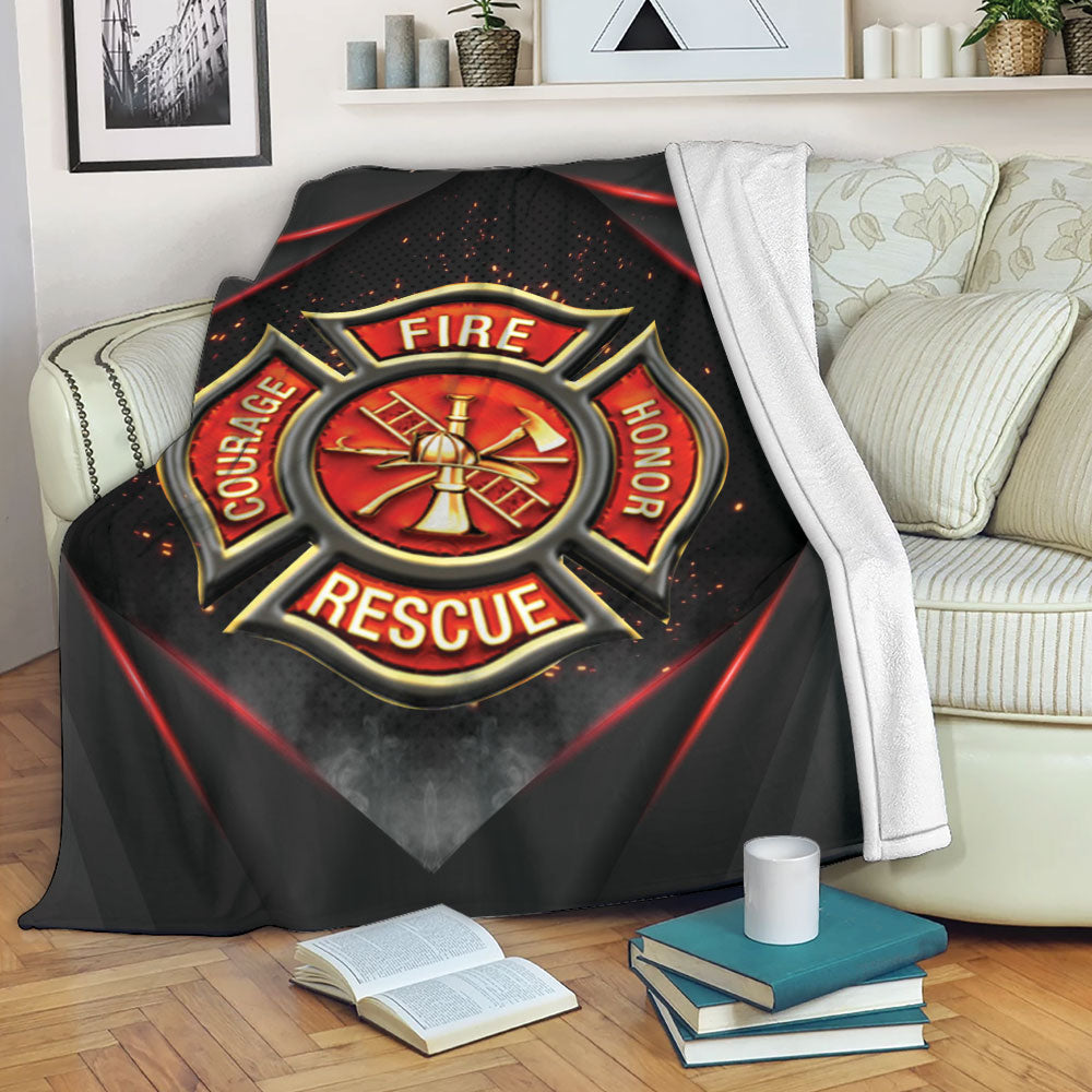 Ohaprints-Fleece-Sherpa-Blanket-Firefighter-Red-Thin-Line-Back-The-Red-Fireman-Gifts-Soft-Throw-Blanket-2254-Fleece Blanket