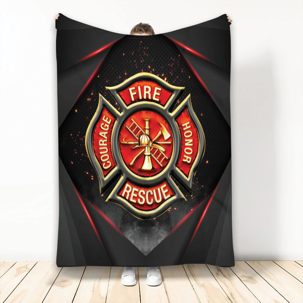 Ohaprints-Fleece-Sherpa-Blanket-Firefighter-Red-Thin-Line-Back-The-Red-Fireman-Gifts-Soft-Throw-Blanket-2254-Fleece Blanket