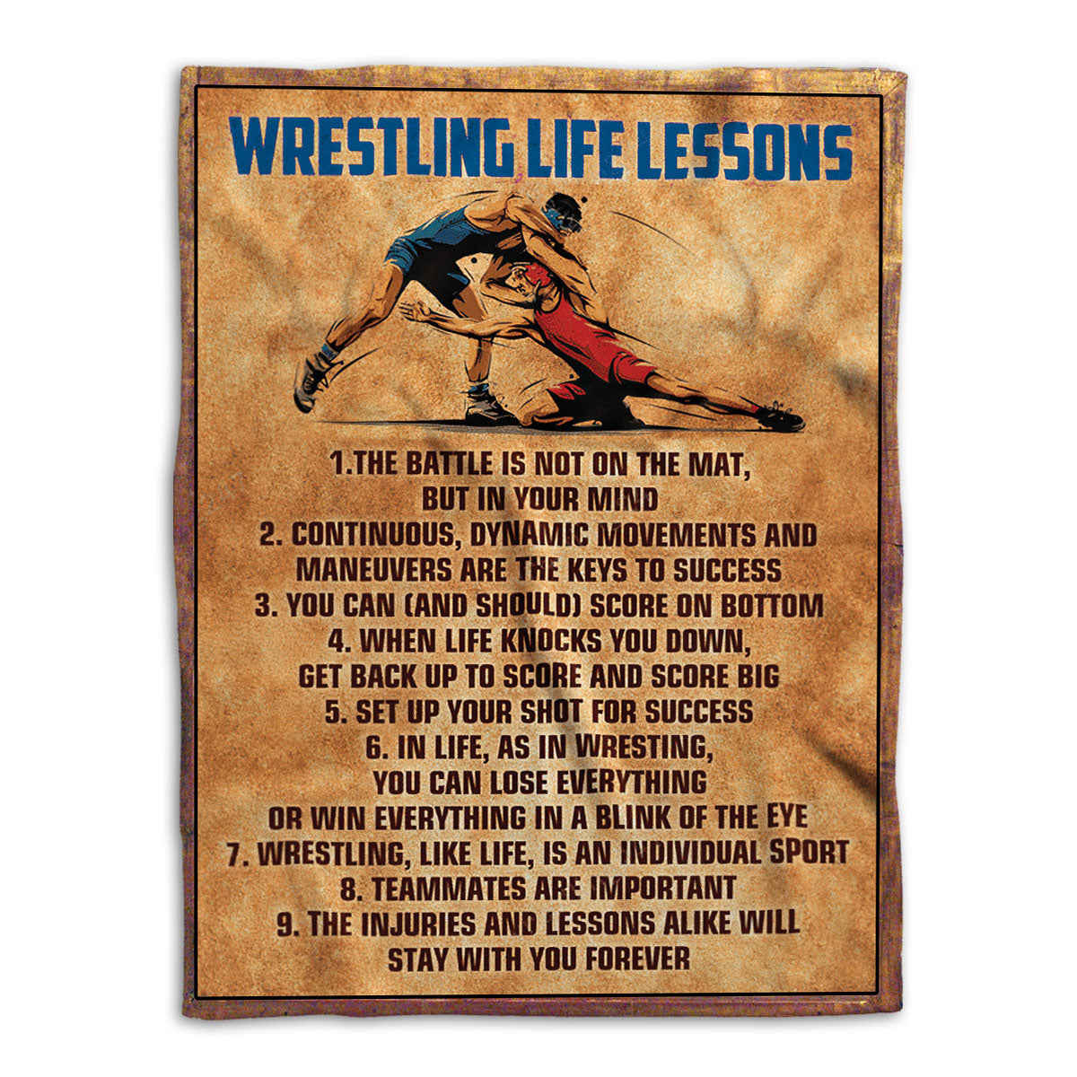 Ohaprints-Fleece-Sherpa-Blanket-Vintage-Wrestling-Life-Lesons-Gift-For-Wrestler-For-Man-Boy-Wrestling-Fan-Soft-Throw-Blanket-344-Fleece Blanket