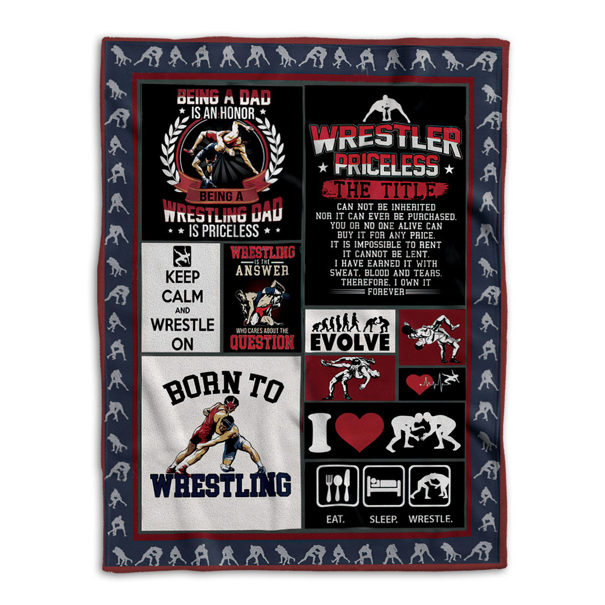 Ohaprints-Fleece-Sherpa-Blanket-Patchwork-Born-To-Wrestling-Gift-For-Wrestler-Wrestling-Lover-Fan-Soft-Throw-Blanket-363-Fleece Blanket