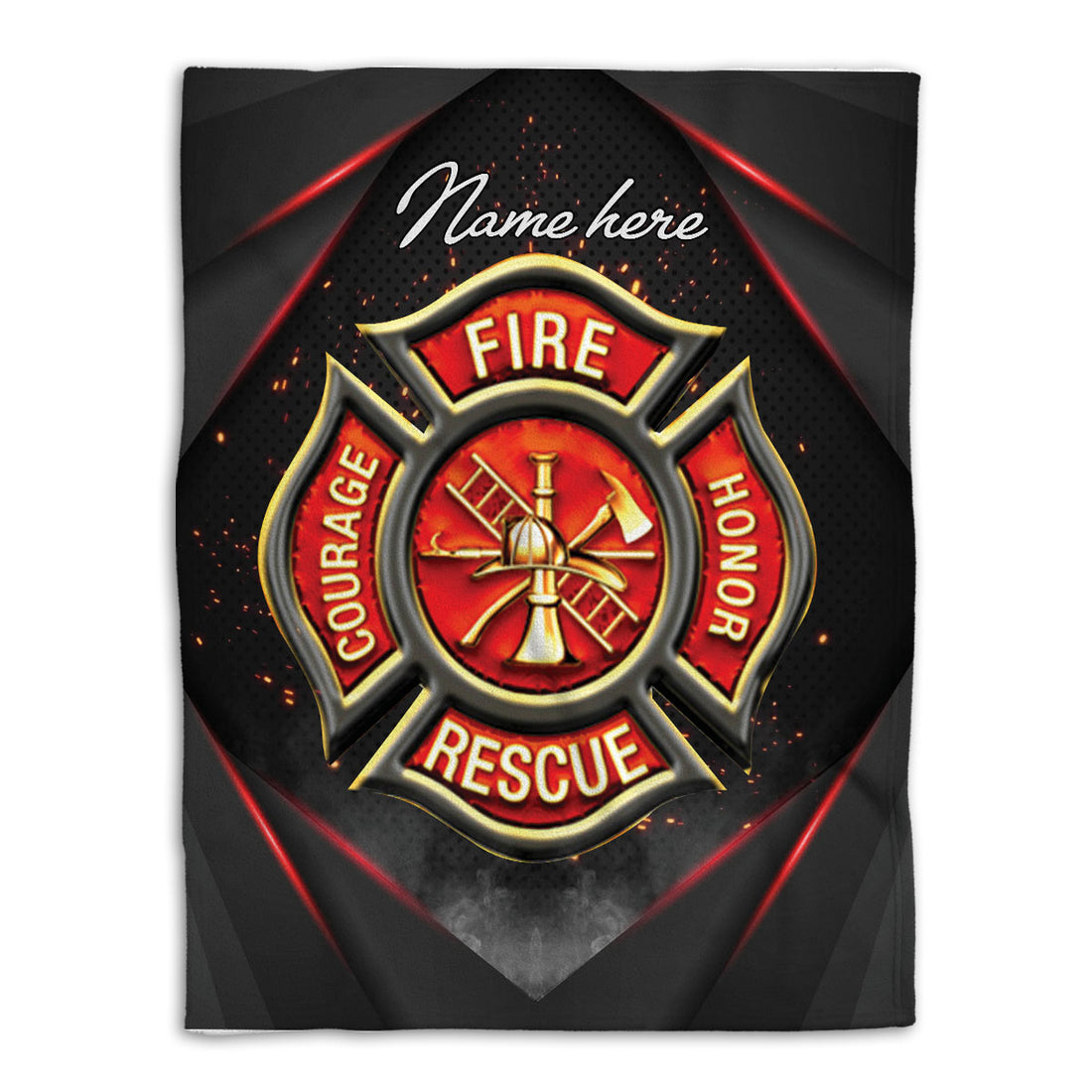 Ohaprints-Fleece-Sherpa-Blanket-Firefighter-Badge-Black-Red-Firemen-Unique-Idea-Custom-Personalized-Name-Soft-Throw-Blanket-31-Fleece Blanket