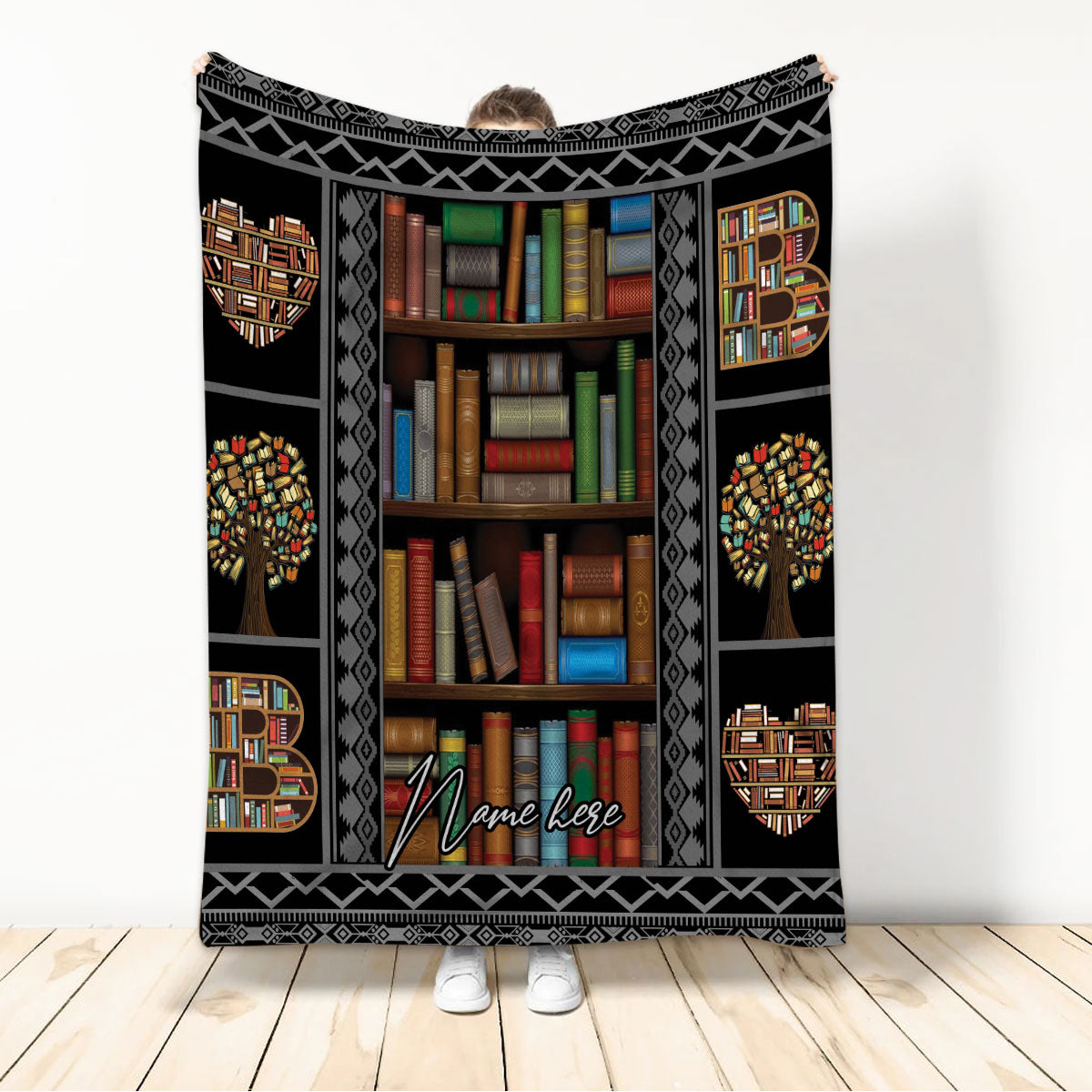 Ohaprints-Fleece-Sherpa-Blanket-Love-Book-Bookworm-Book-Nerd-Unique-Boho-Reader-Custom-Personalized-Name-Soft-Throw-Blanket-34-Sherpa Blanket