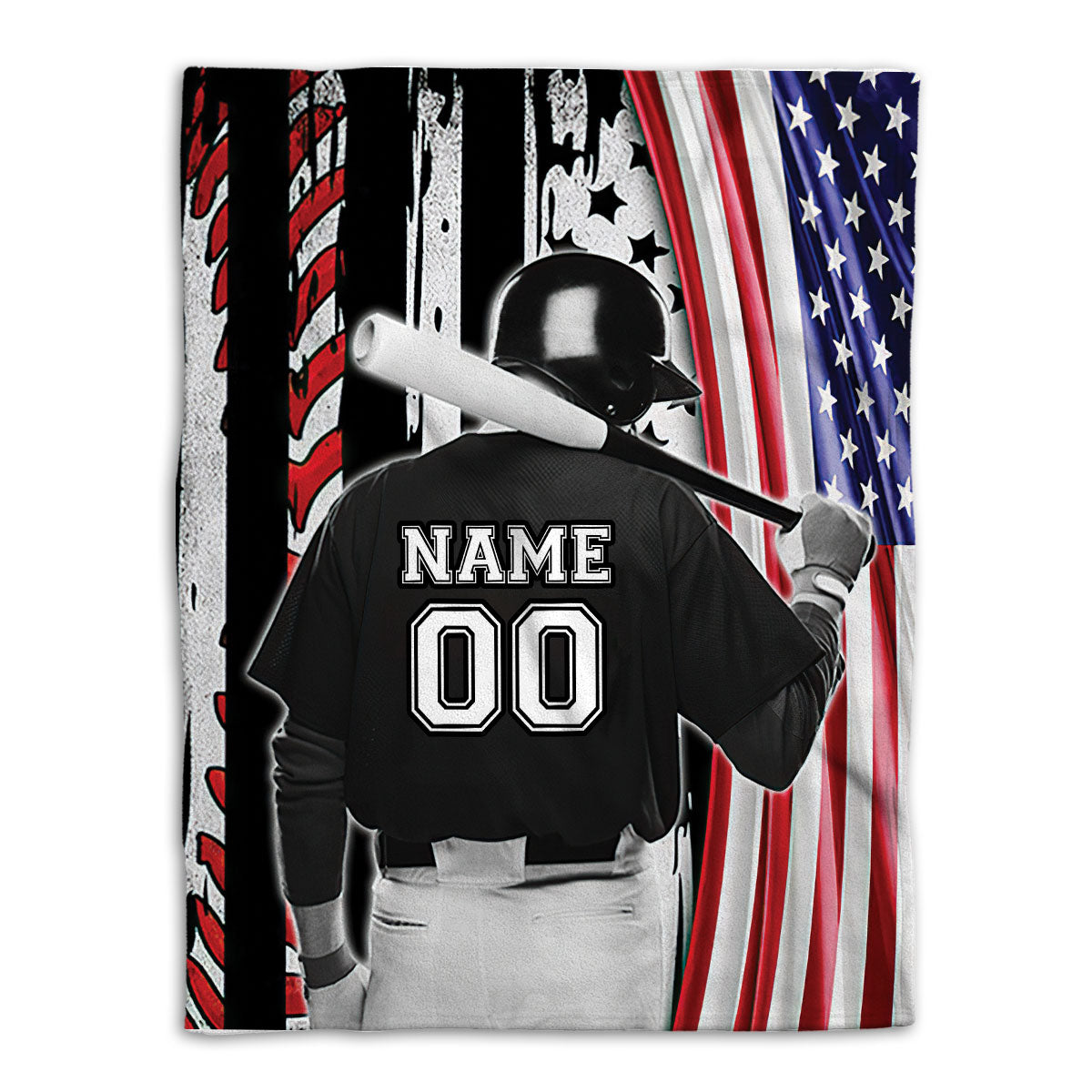 Ohaprints-Fleece-Sherpa-Blanket-Baseball-Gift-For-Son-Boy-Custom-Personalized-Name-Number-Soft-Throw-Blanket-48-Fleece Blanket