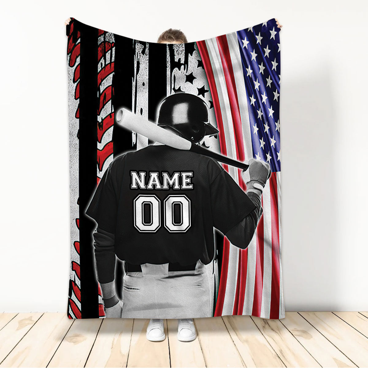 Ohaprints-Fleece-Sherpa-Blanket-Baseball-Gift-For-Son-Boy-Custom-Personalized-Name-Number-Soft-Throw-Blanket-48-Sherpa Blanket