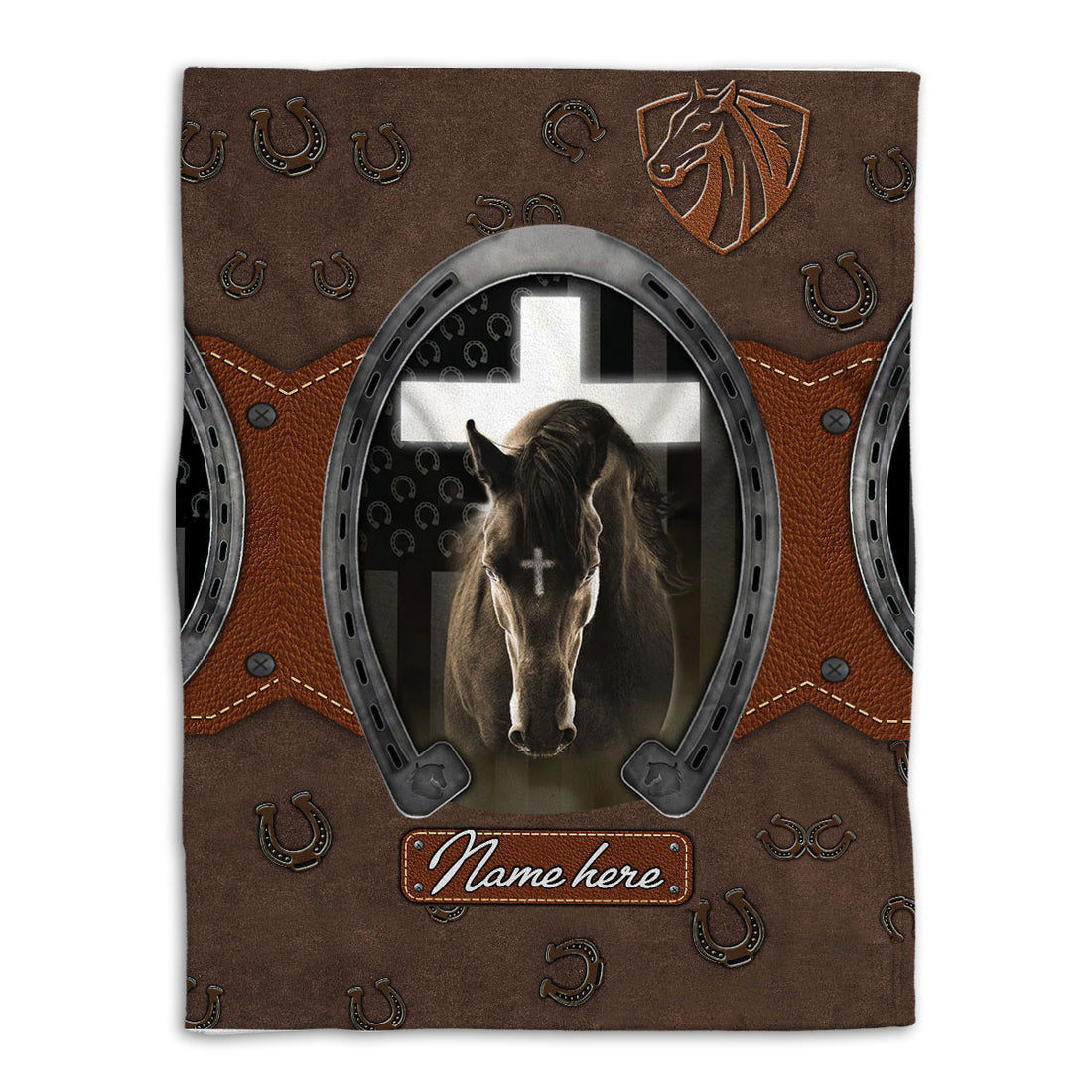 Ohaprints-Fleece-Sherpa-Blanket-Horse-Horseshoe-Jesus-Cross-Cowboy-Cowgirl-Farm-Custom-Personalized-Name-Soft-Throw-Blanket-50-Fleece Blanket