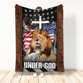 Ohaprints-Fleece-Sherpa-Blanket-One-Nation-Under-God-Vintage-Eagle-Lion-Lamb-Jesus-Cross-Vintage-Soft-Throw-Blanket-411-Sherpa Blanket