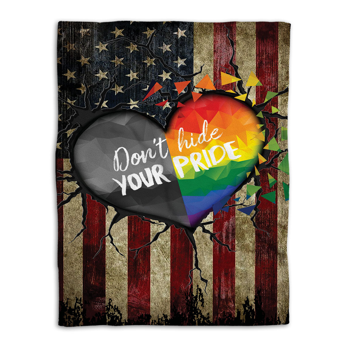 Ohaprints-Fleece-Sherpa-Blanket-Dont-Hide-Your-Pride-America-Us-Flag-Rainbow-Heart-Lgbt-Pride-Soft-Throw-Blanket-1134-Fleece Blanket