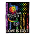 Ohaprints-Fleece-Sherpa-Blanket-Love-Is-Love-Rainbow-American-Us-Flag-Rose-Lgbt-Pride-Soft-Throw-Blanket-474-Fleece Blanket