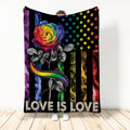 Ohaprints-Fleece-Sherpa-Blanket-Love-Is-Love-Rainbow-American-Us-Flag-Rose-Lgbt-Pride-Soft-Throw-Blanket-474-Sherpa Blanket