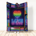 Ohaprints-Fleece-Sherpa-Blanket-Love-Is-Love-Neon-Heart-Love-Win-Lgbt-Pride-Gay-Lesbian-Soft-Throw-Blanket-540-Sherpa Blanket