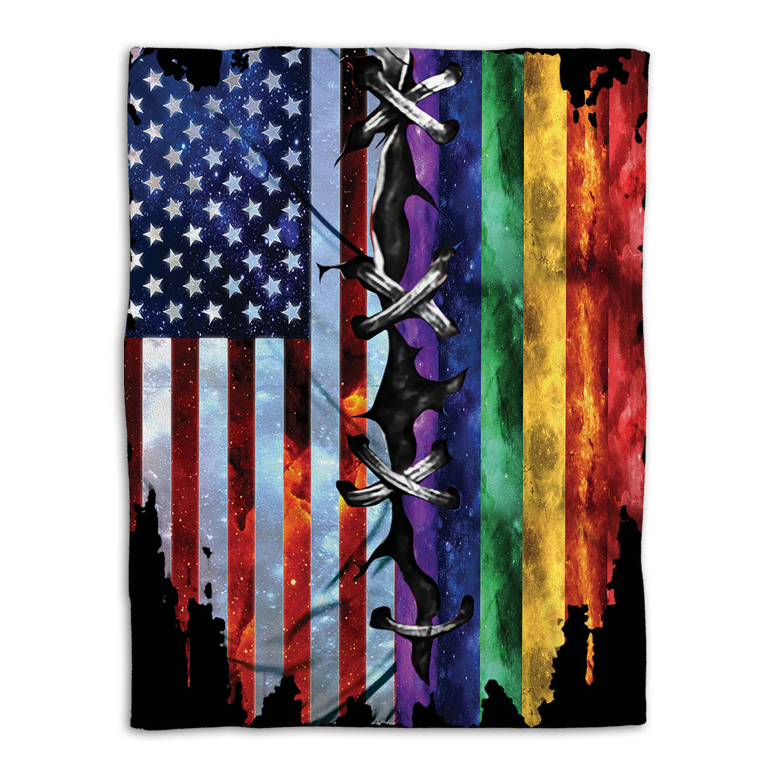 Ohaprints-Fleece-Sherpa-Blanket-American-Us-Rainbow-Flag-Lgbt-Gay-Lesbian-Soft-Throw-Blanket-583-Fleece Blanket