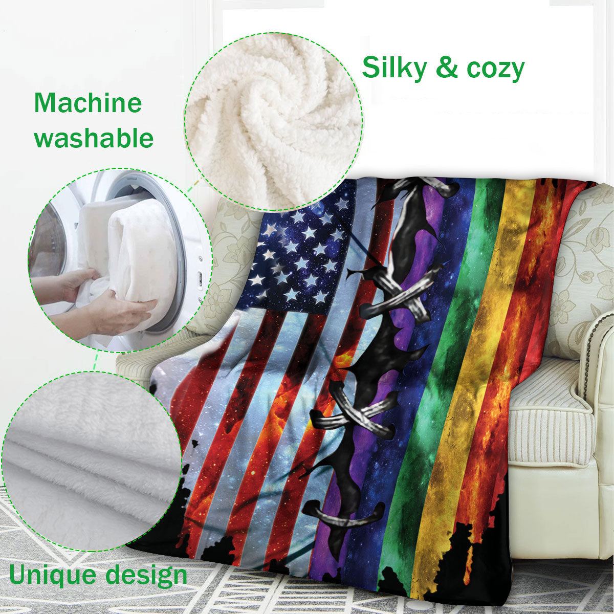 Ohaprints-Fleece-Sherpa-Blanket-American-Us-Rainbow-Flag-Lgbt-Gay-Lesbian-Soft-Throw-Blanket-583-Fleece Blanket