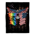 Ohaprints-Fleece-Sherpa-Blanket-America-Eagle-Us-Flag-Rainbow-Flag-Lgbt-Pride-Gay-Lesbian-Vintage-Soft-Throw-Blanket-1135-Fleece Blanket