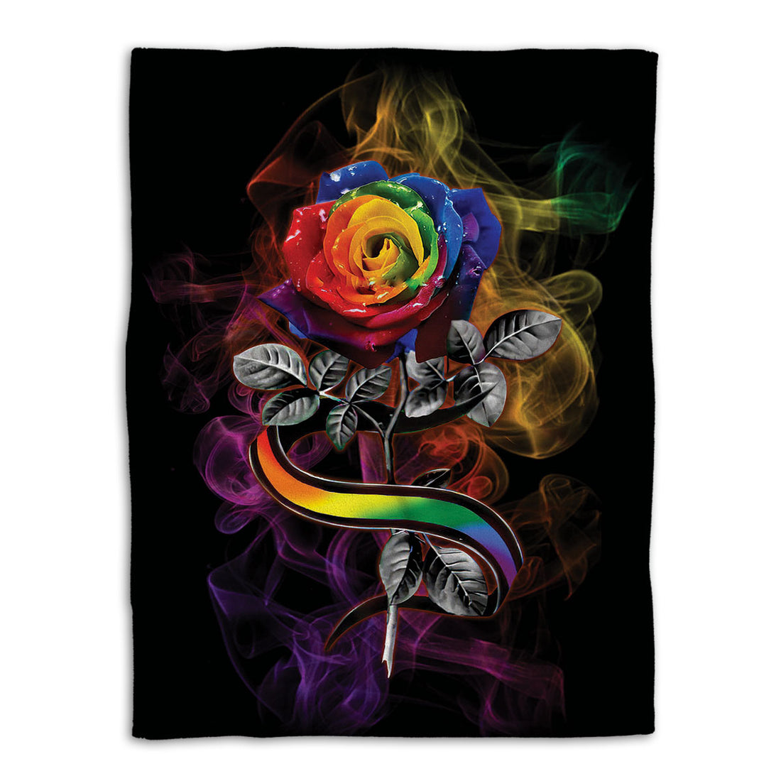 Ohaprints-Fleece-Sherpa-Blanket-Rainbow-Rose-Smoke-Lgbt-Gay-Lesbian-Pride-Soft-Throw-Blanket-1138-Fleece Blanket