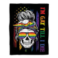 Ohaprints-Fleece-Sherpa-Blanket-Im-Gay-Rainbow-Skull-Lgbt-Pride-Soft-Throw-Blanket-1139-Fleece Blanket