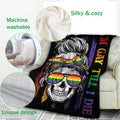 Ohaprints-Fleece-Sherpa-Blanket-Im-Gay-Rainbow-Skull-Lgbt-Pride-Soft-Throw-Blanket-1139-Fleece Blanket