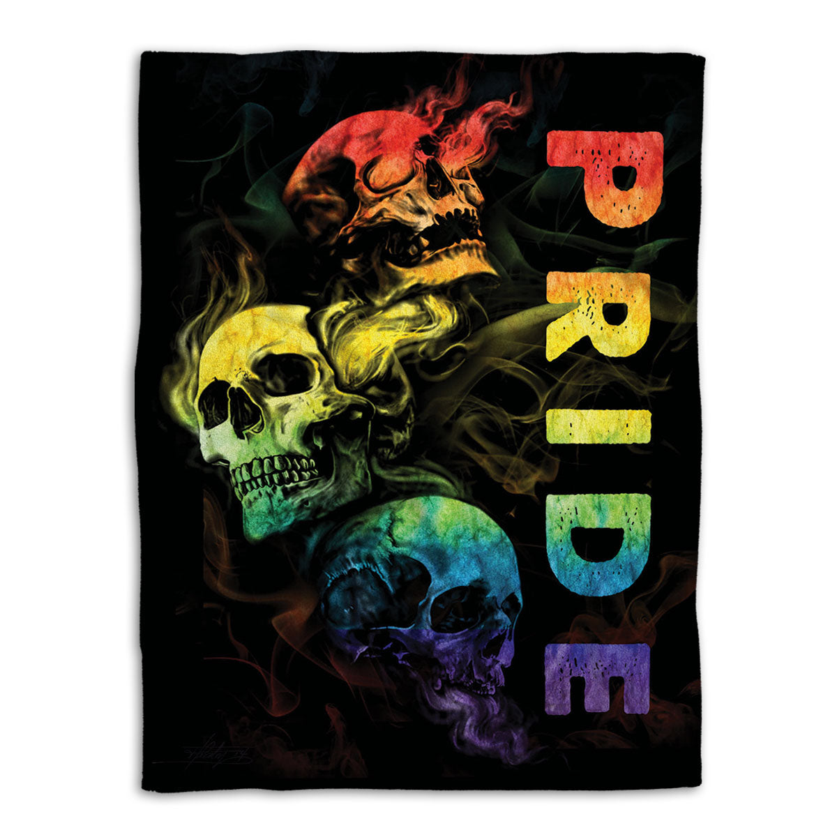 Ohaprints-Fleece-Sherpa-Blanket-Rainbow-Three-Skull-Talk-No-See-No-Hear-No-Evil-Lgbt-Pride-Gothic-Style-Soft-Throw-Blanket-1140-Fleece Blanket