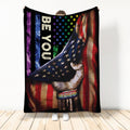 Ohaprints-Fleece-Sherpa-Blanket-Lgbt-Pride-Be-You-American-Us-Rainbow-Flag-Gay-Lesbian-Soft-Throw-Blanket-511-Sherpa Blanket