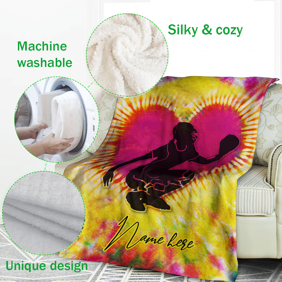 Ohaprints-Fleece-Sherpa-Blanket-Softball-Gift-For-Daughter-Girl-Custom-Personalized-Name-Soft-Throw-Blanket-76-Fleece Blanket