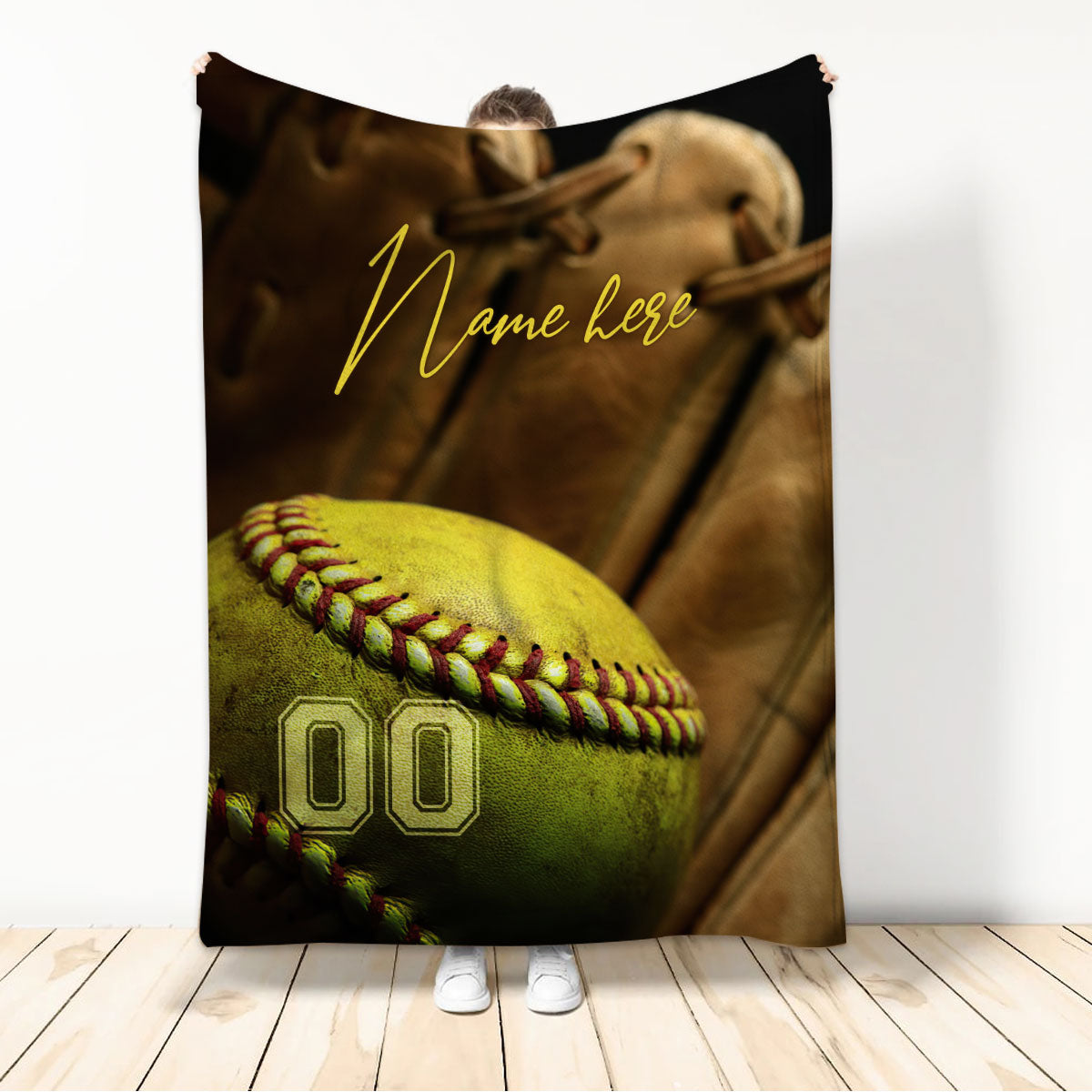 Ohaprints-Fleece-Sherpa-Blanket-Softball-Gift-For-Daughter-Girl-Custom-Personalized-Name-Number-Soft-Throw-Blanket-82-Sherpa Blanket