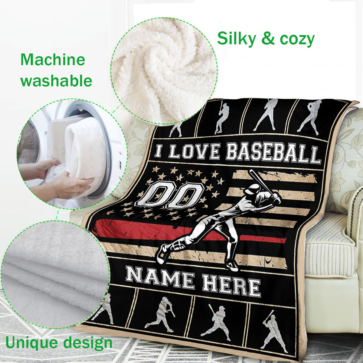 Ohaprints-Fleece-Sherpa-Blanket-Baseball-Gift-For-Son-Boy-Custom-Personalized-Name-Number-Soft-Throw-Blanket-126-Fleece Blanket