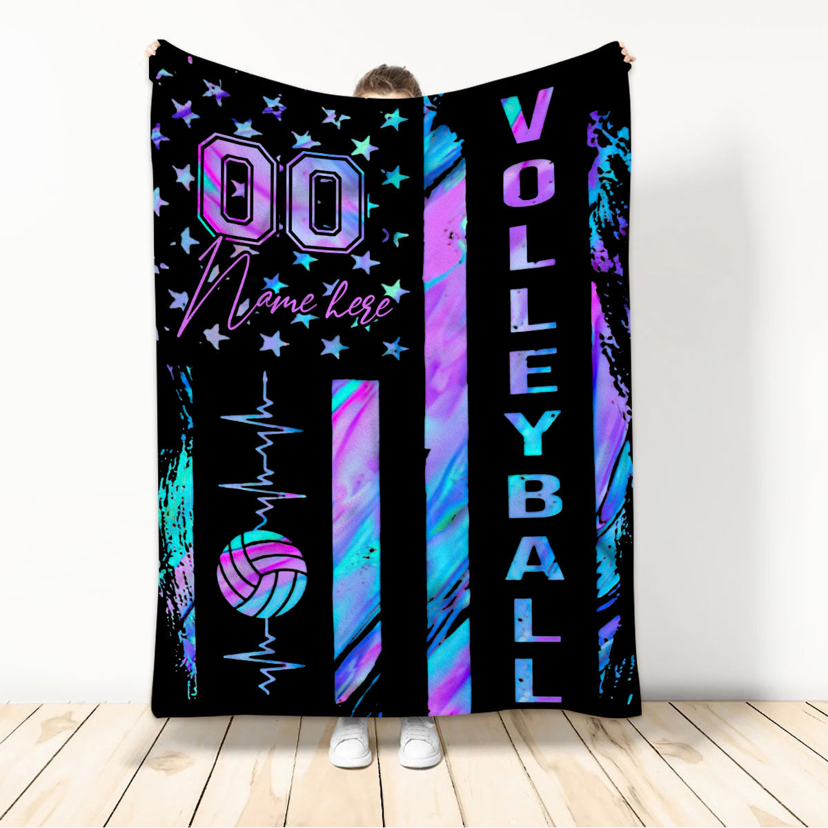 Ohaprints-Fleece-Sherpa-Blanket-Volleyball-Gift-For-Daughter-Girl-Custom-Personalized-Name-Number-Soft-Throw-Blanket-143-Sherpa Blanket