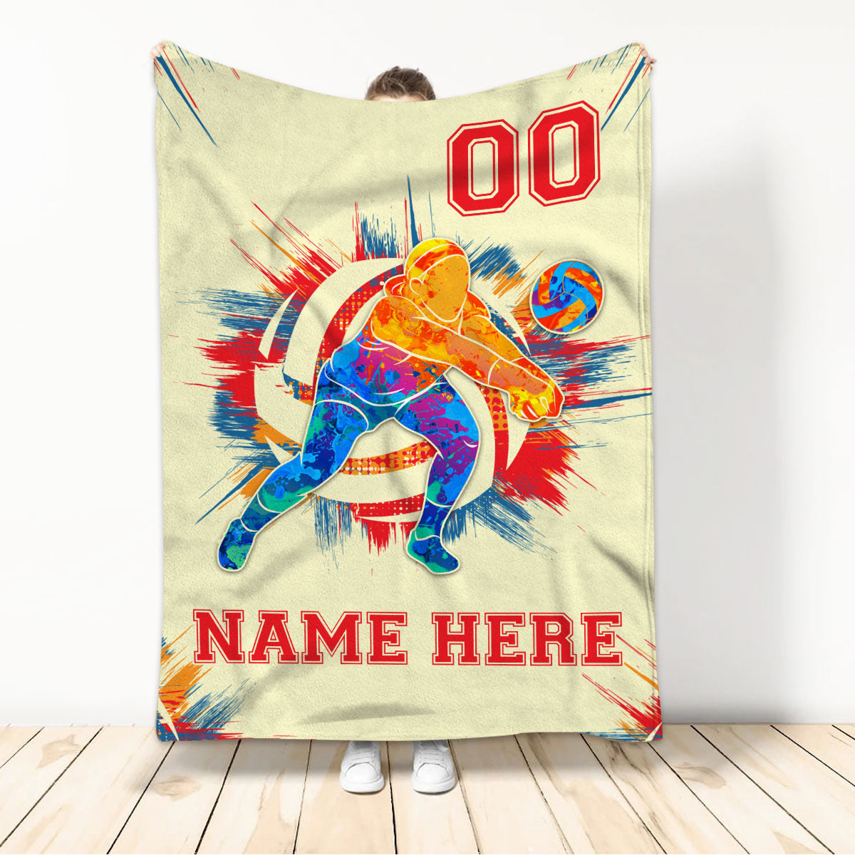 Ohaprints-Fleece-Sherpa-Blanket-Volleyball-Girl-Gift-For-Daughter-Girl-Custom-Personalized-Name-Number-Soft-Throw-Blanket-172-Sherpa Blanket