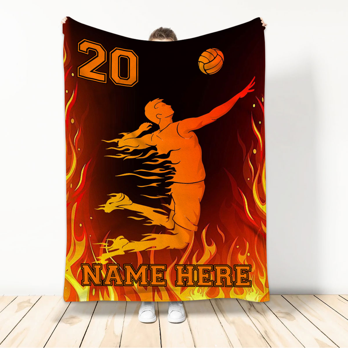 Ohaprints-Fleece-Sherpa-Blanket-Volleyball-Gift-For-Daughter-Girl-Custom-Personalized-Name-Number-Soft-Throw-Blanket-178-Sherpa Blanket