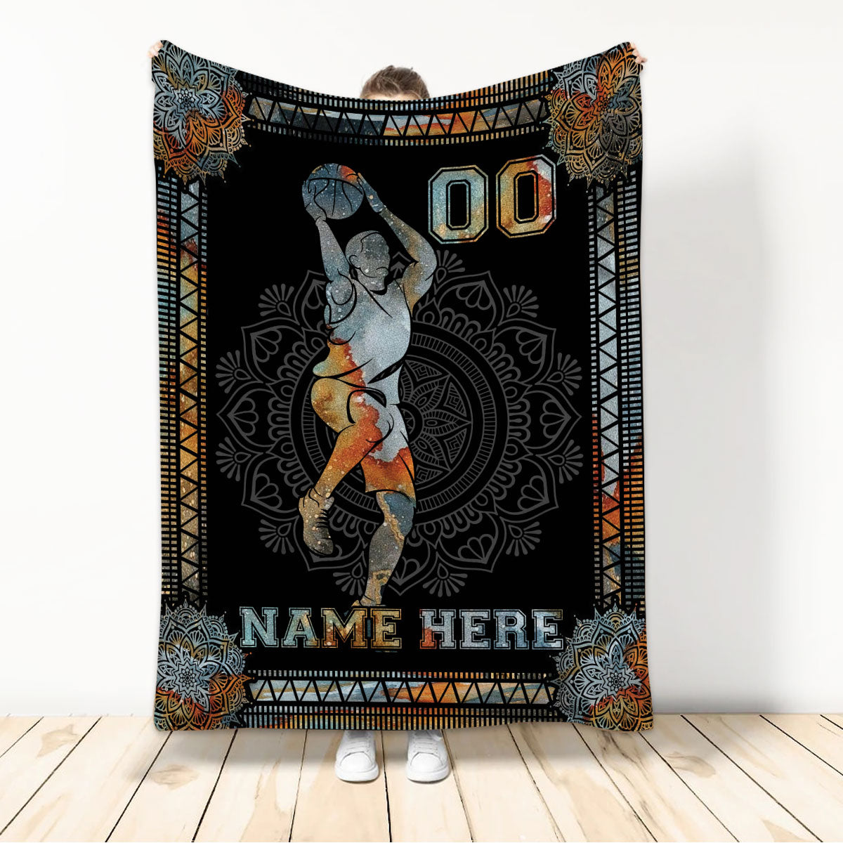 Ohaprints-Fleece-Sherpa-Blanket-Basketball-Gift-For-Son-Boy-Men-Custom-Personalized-Name-Number-Soft-Throw-Blanket-190-Sherpa Blanket