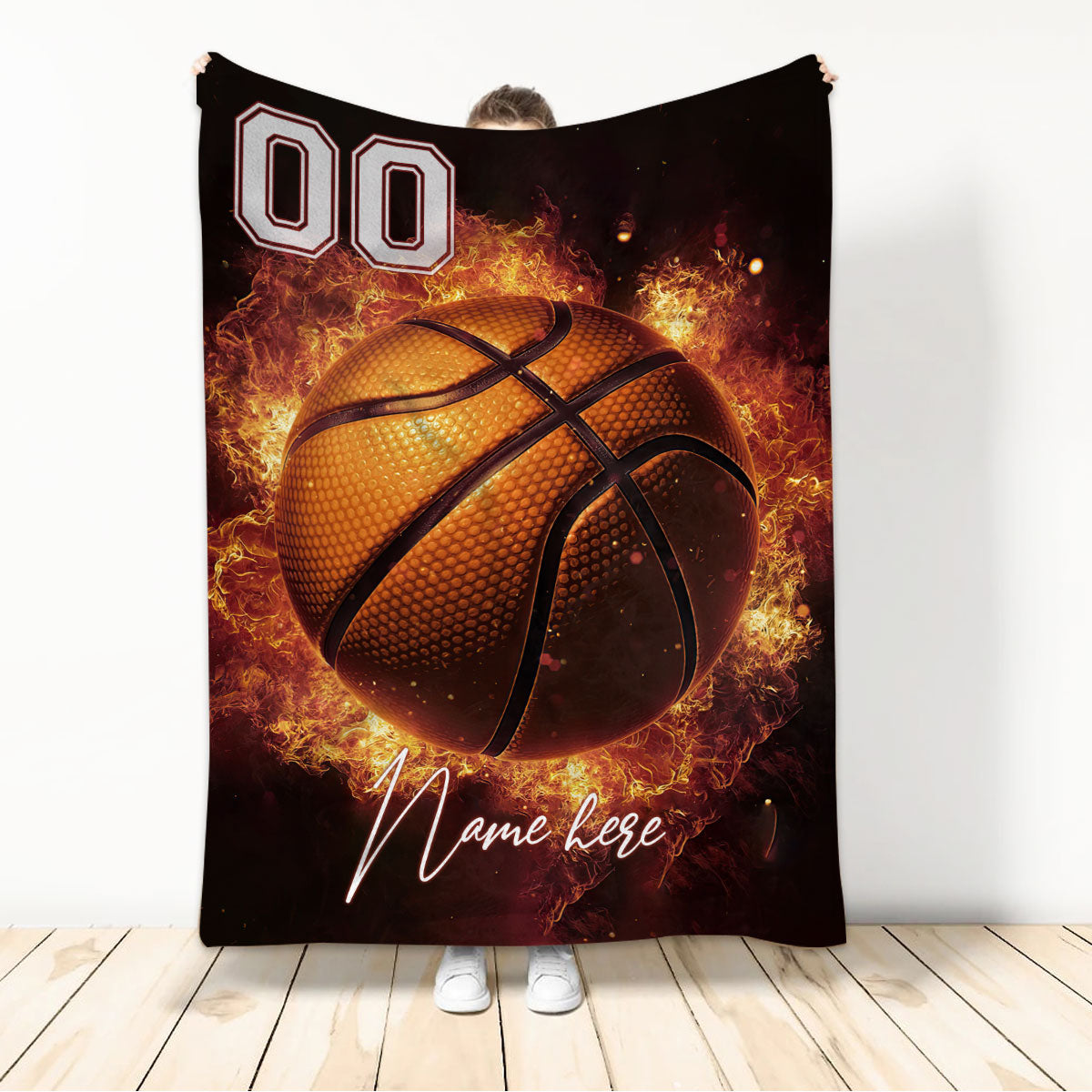 Ohaprints-Fleece-Sherpa-Blanket-Basketball-Gift-For-Son-Boy-Men-Custom-Personalized-Name-Number-Soft-Throw-Blanket-202-Sherpa Blanket