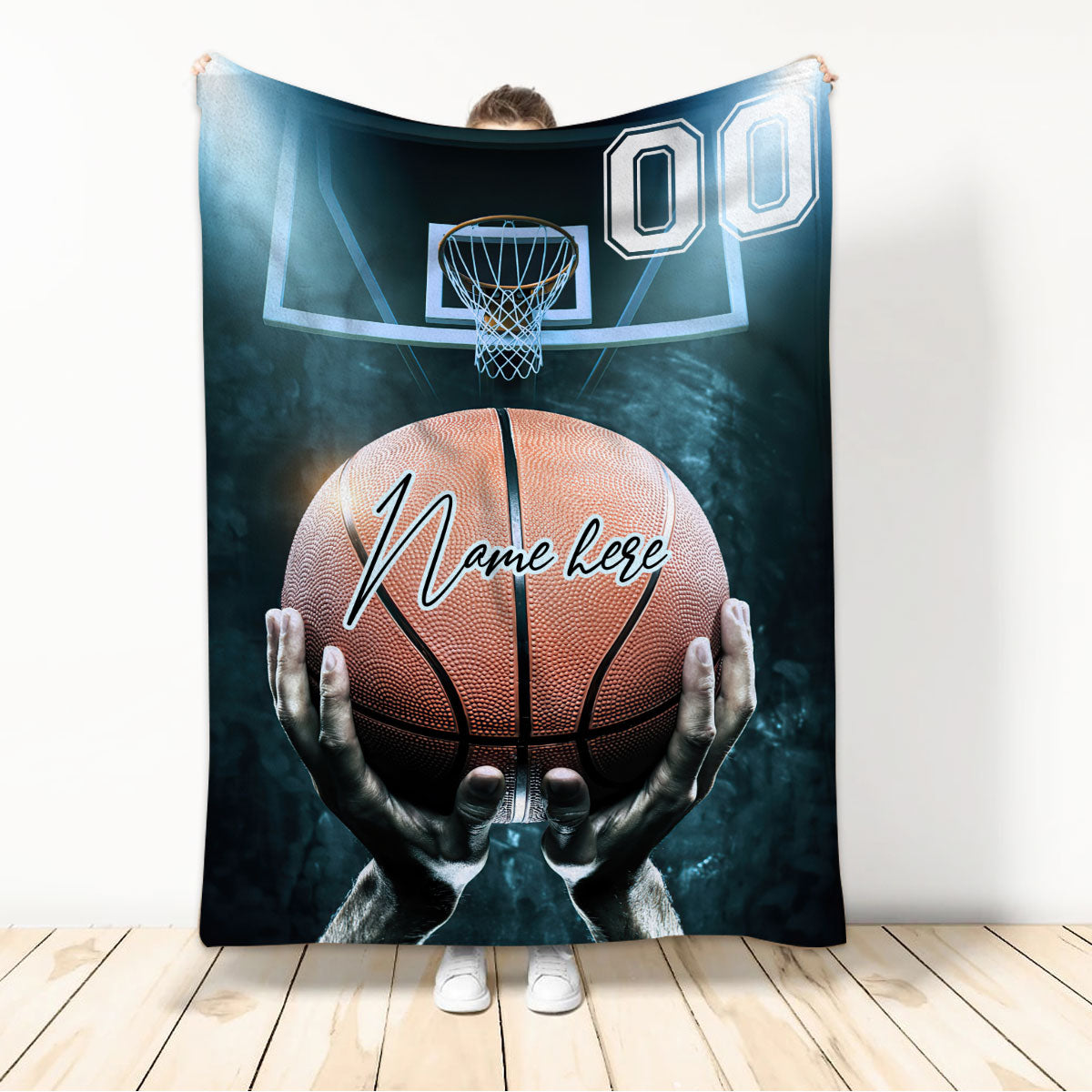 Ohaprints-Fleece-Sherpa-Blanket-Basketball-Gift-For-Son-Boy-Men-Custom-Personalized-Name-Number-Soft-Throw-Blanket-204-Sherpa Blanket