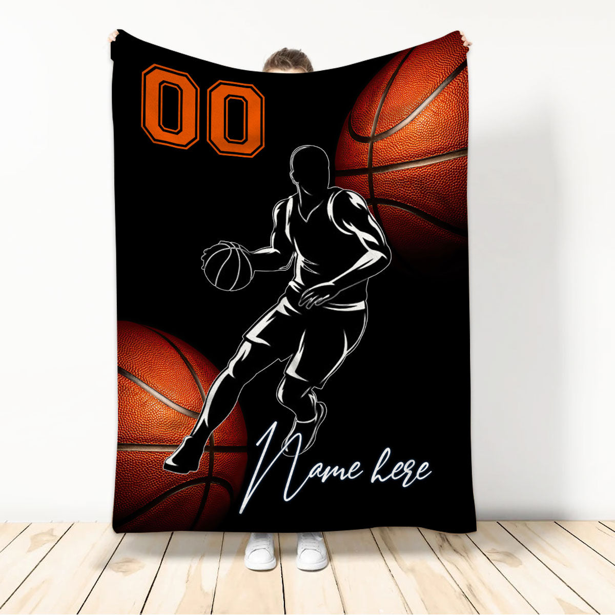 Ohaprints-Fleece-Sherpa-Blanket-Basketball-Gift-For-Son-Boy-Men-Custom-Personalized-Name-Number-Soft-Throw-Blanket-214-Sherpa Blanket