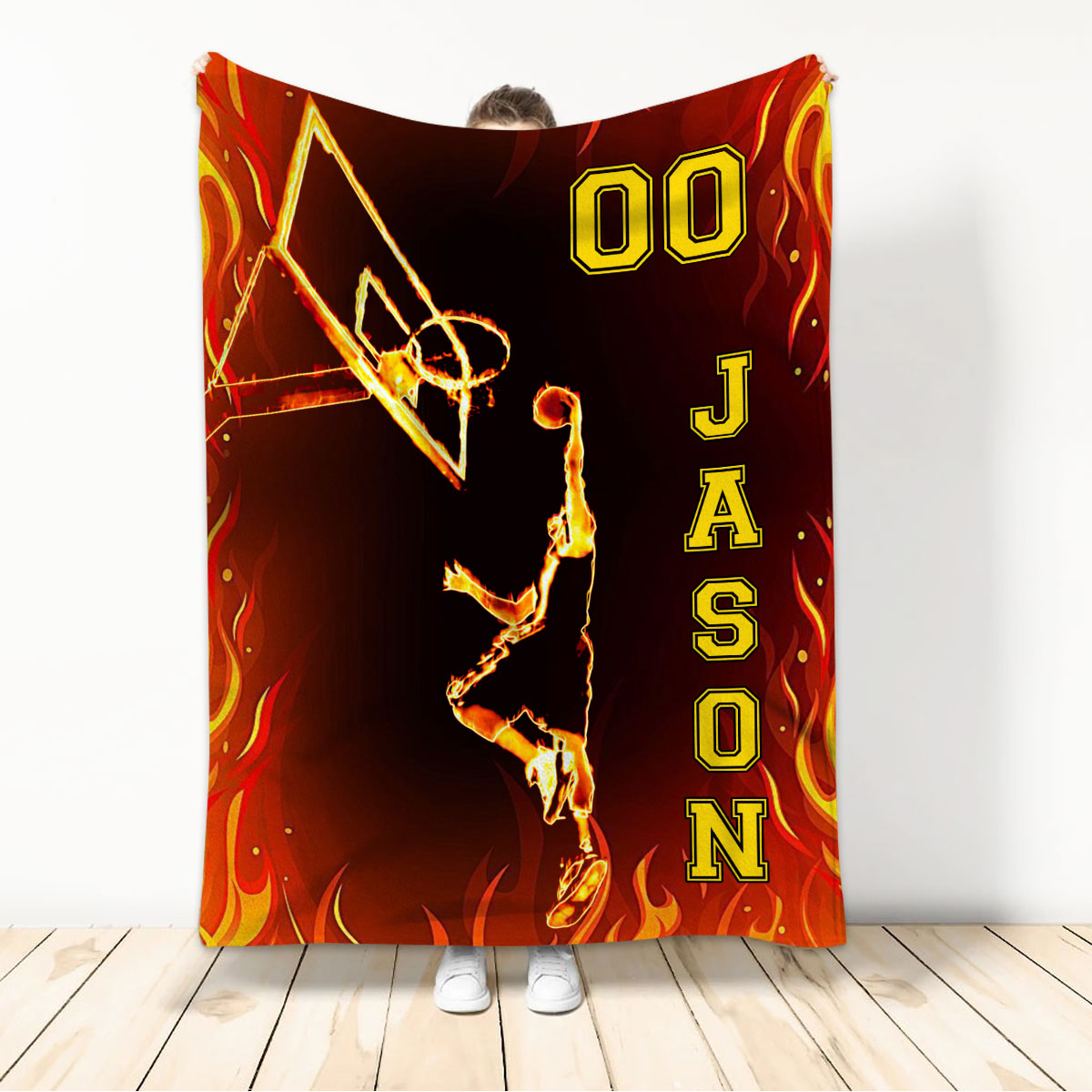 Ohaprints-Fleece-Sherpa-Blanket-Basketball-Gift-For-Son-Boy-Men-Custom-Personalized-Name-Number-Soft-Throw-Blanket-218-Sherpa Blanket