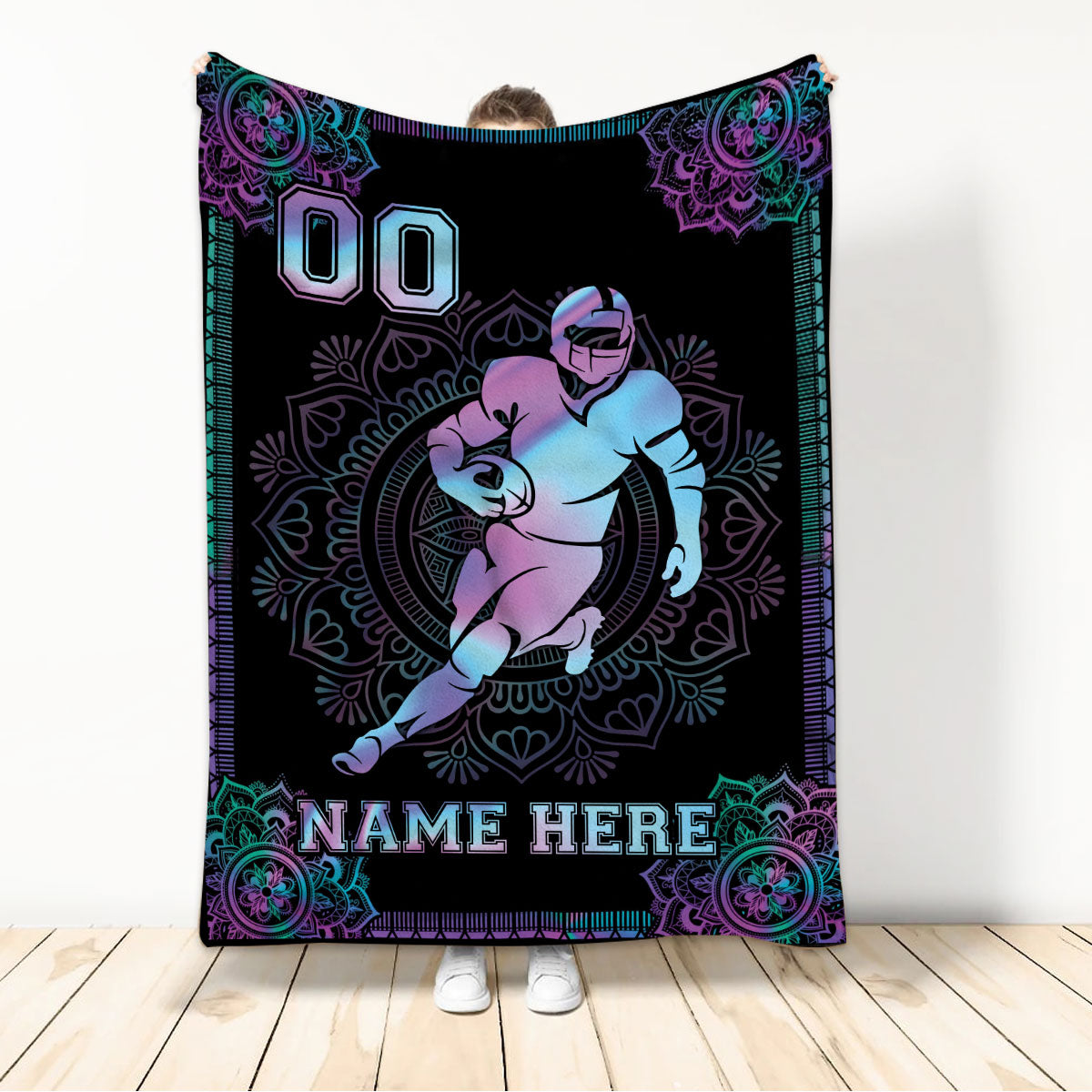 Ohaprints-Fleece-Sherpa-Blanket-American-Football-Gift-For-Son-Boy-Men-Custom-Personalized-Name-Number-Soft-Throw-Blanket-220-Sherpa Blanket