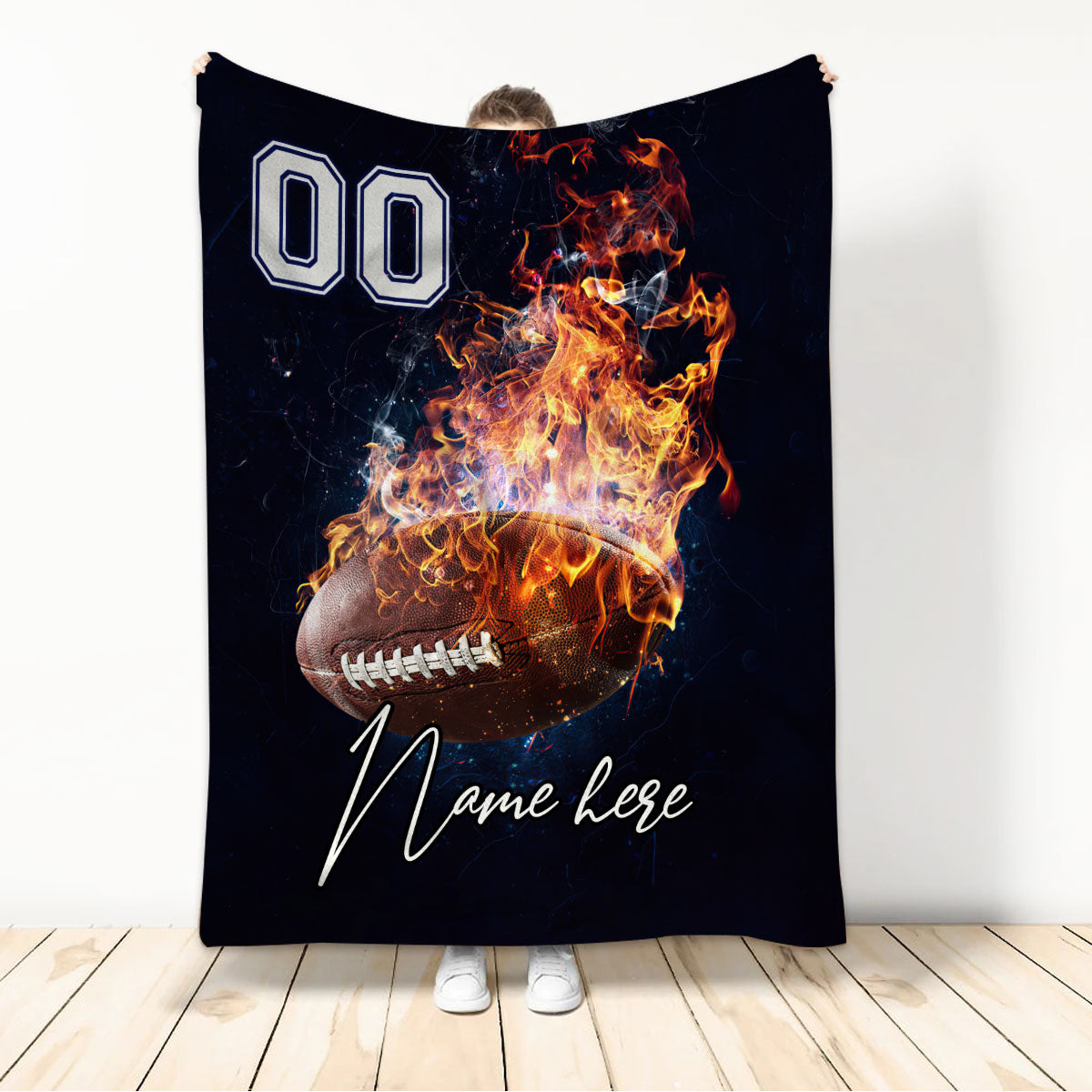 Ohaprints-Fleece-Sherpa-Blanket-American-Football-Gift-For-Son-Boy-Men-Custom-Personalized-Name-Number-Soft-Throw-Blanket-240-Sherpa Blanket