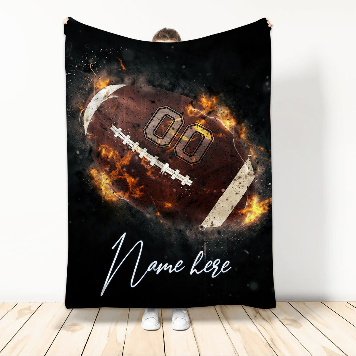 Ohaprints-Fleece-Sherpa-Blanket-American-Football-Gift-For-Son-Boy-Men-Custom-Personalized-Name-Number-Soft-Throw-Blanket-244-Sherpa Blanket