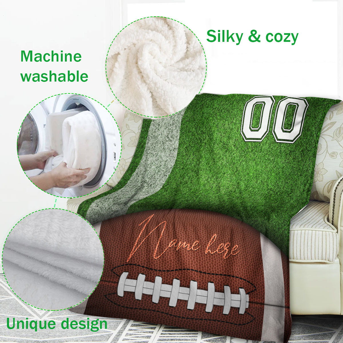 Ohaprints-Fleece-Sherpa-Blanket-American-Football-Gift-For-Son-Boy-Men-Custom-Personalized-Name-Number-Soft-Throw-Blanket-253-Fleece Blanket