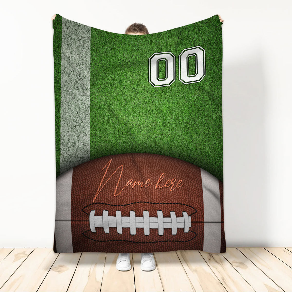 Ohaprints-Fleece-Sherpa-Blanket-American-Football-Gift-For-Son-Boy-Men-Custom-Personalized-Name-Number-Soft-Throw-Blanket-253-Sherpa Blanket