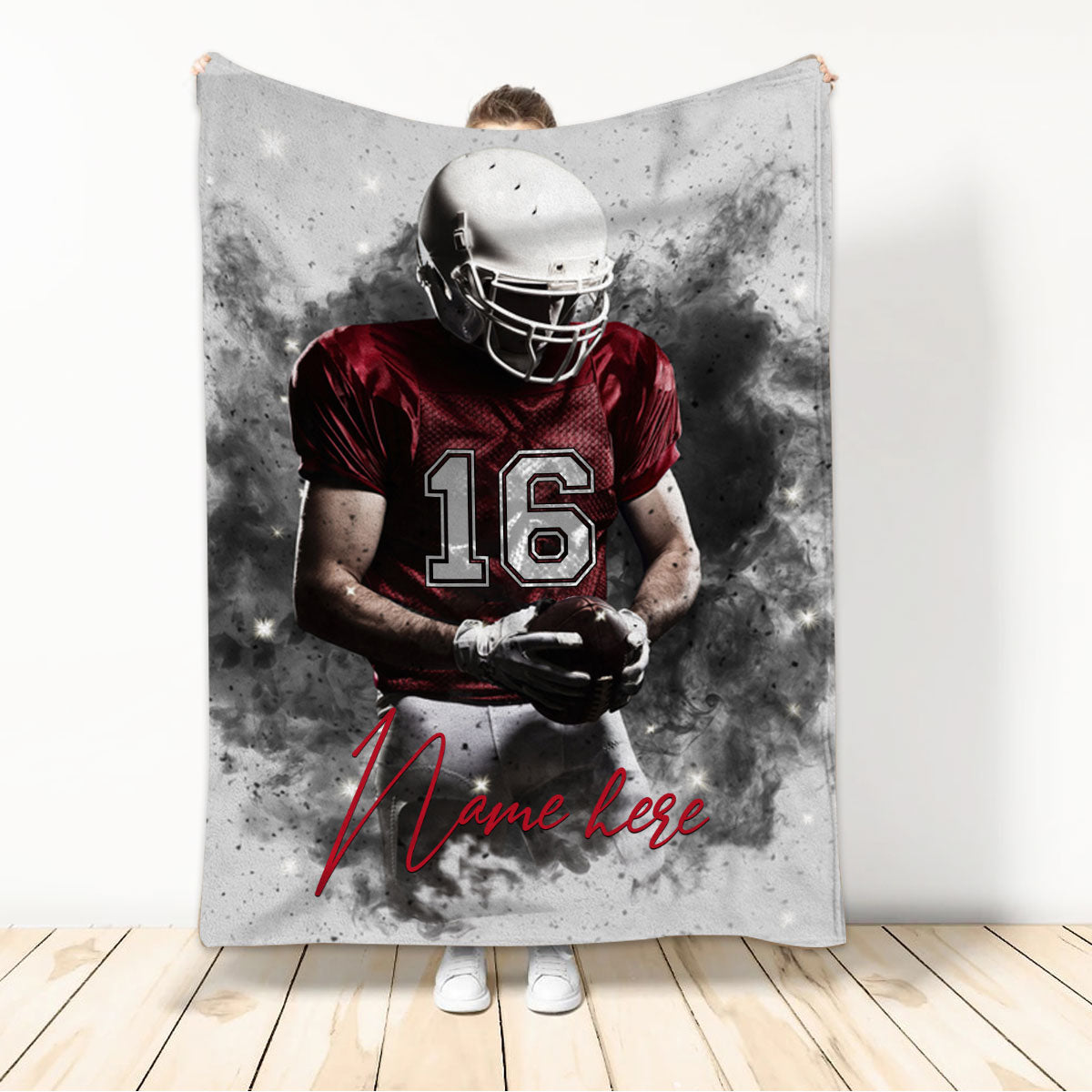 Ohaprints-Fleece-Sherpa-Blanket-American-Football-Gift-For-Son-Boy-Men-Custom-Personalized-Name-Number-Soft-Throw-Blanket-255-Sherpa Blanket