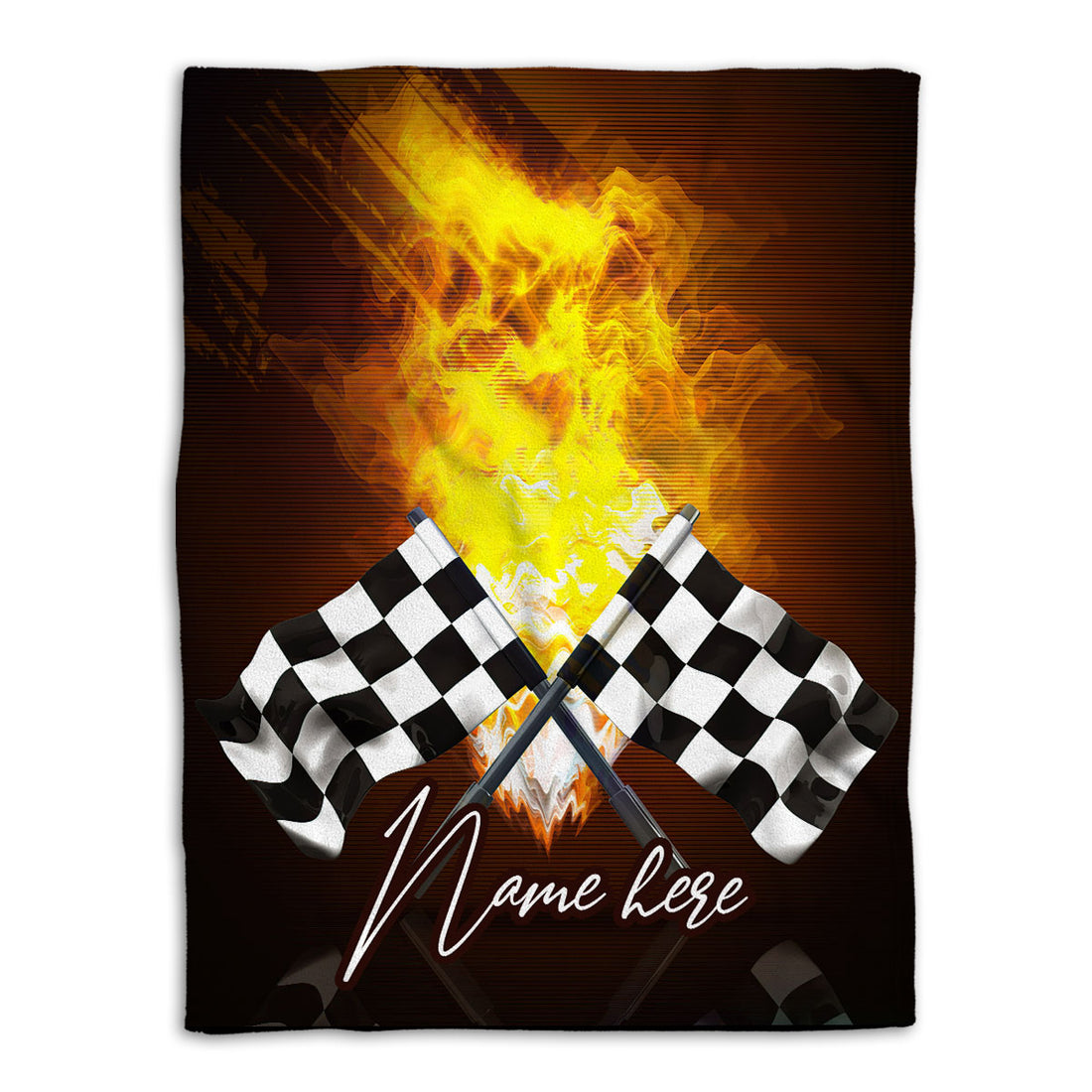 Ohaprints-Fleece-Sherpa-Blanket-Racing-Lover-Racer-Gift-Idea-Fire-Checkered-Flag-Custom-Personalized-Name-Soft-Throw-Blanket-263-Fleece Blanket