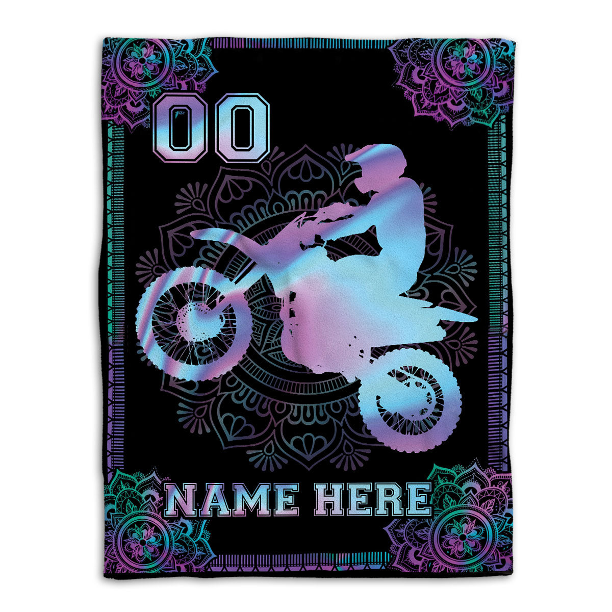 Ohaprints-Fleece-Sherpa-Blanket-Hologram-Mandala-Motorcycle-Racing-Racer-Custom-Personalized-Name-Number-Soft-Throw-Blanket-267-Fleece Blanket