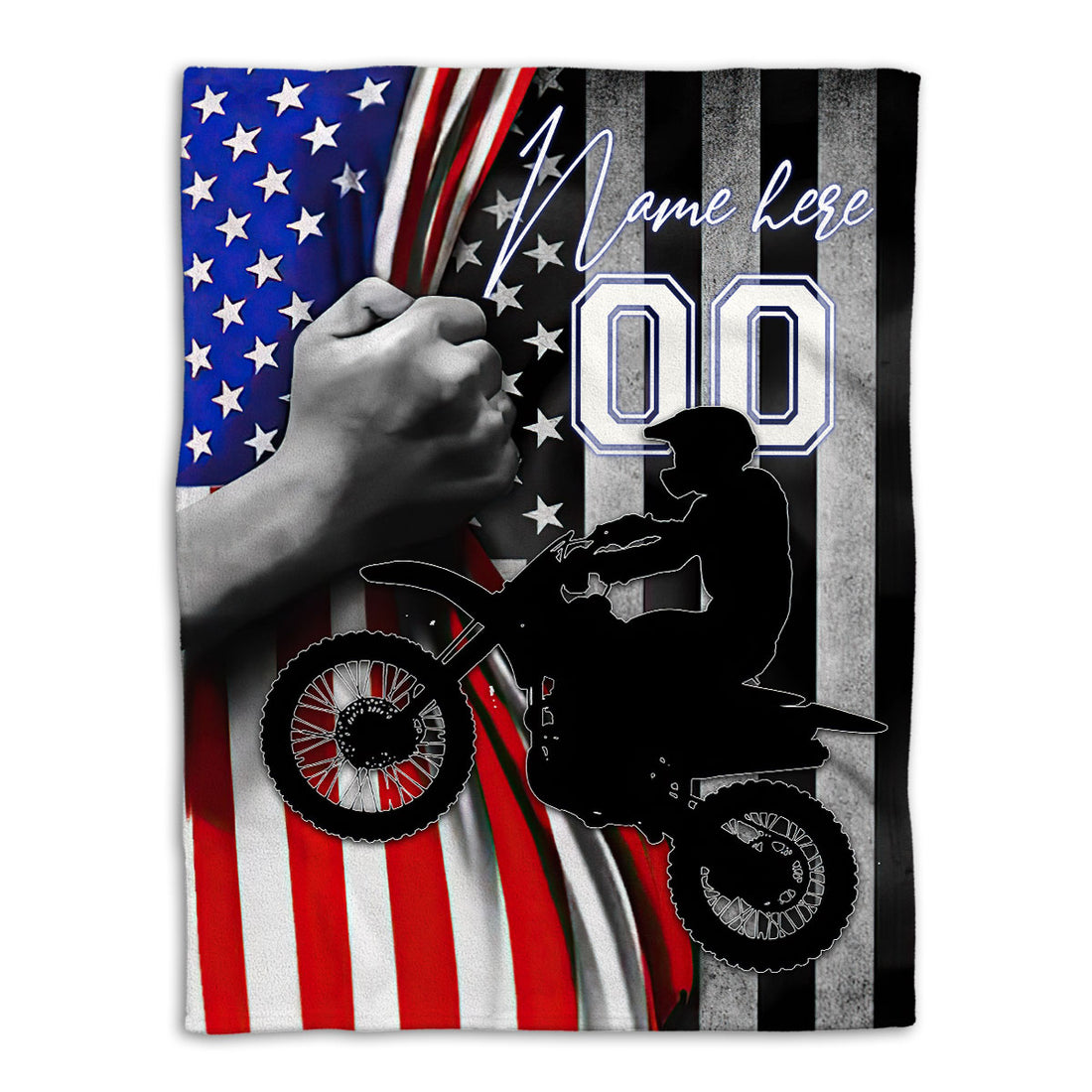 Ohaprints-Fleece-Sherpa-Blanket-Us-Flag-Motorbike-Motorcycle-Racing-Racer-Custom-Personalized-Name-Number-Soft-Throw-Blanket-274-Fleece Blanket