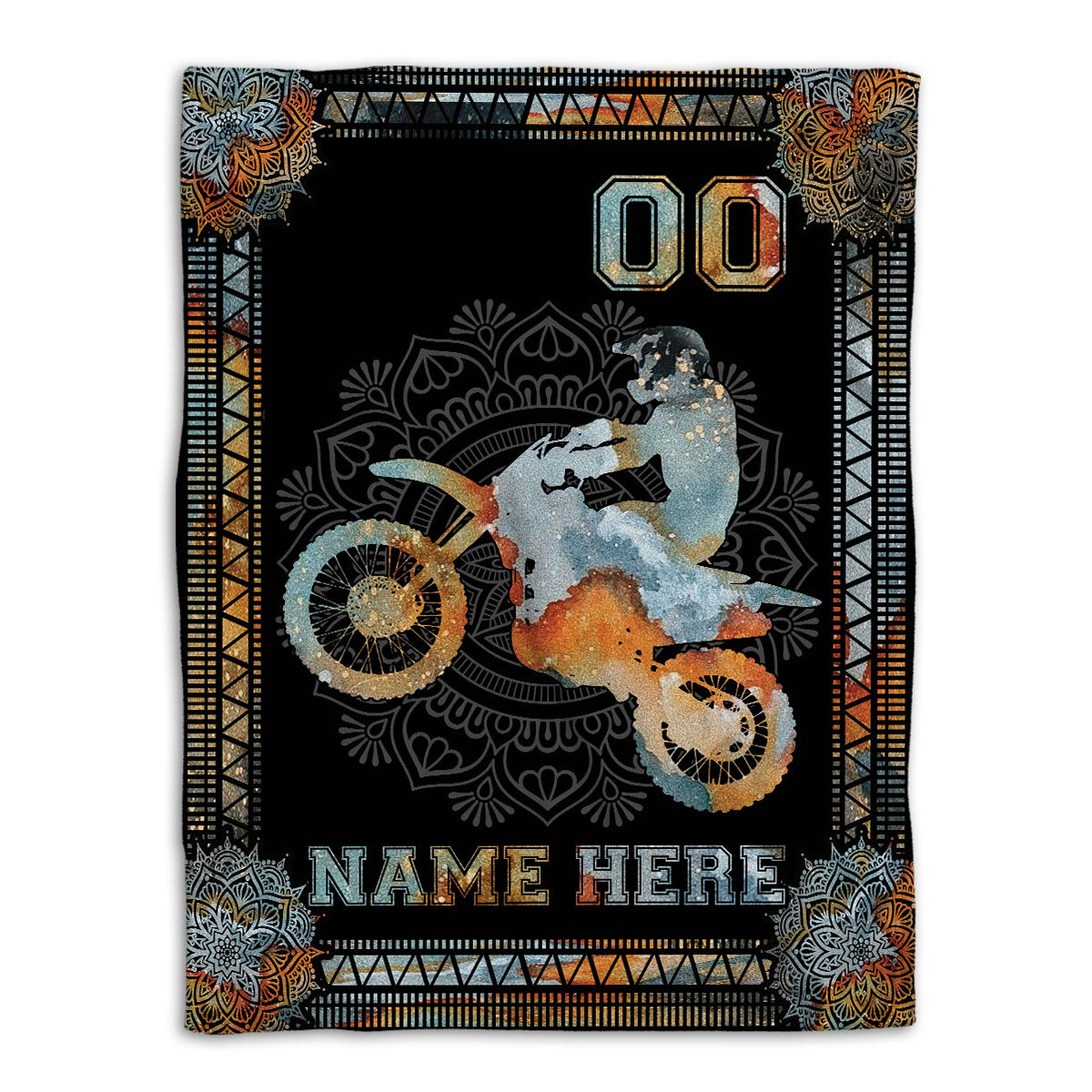 Ohaprints-Fleece-Sherpa-Blanket-Mandala-Vinatge-Motorcycle-Racing-Racer-Custom-Personalized-Name-Number-Soft-Throw-Blanket-279-Fleece Blanket