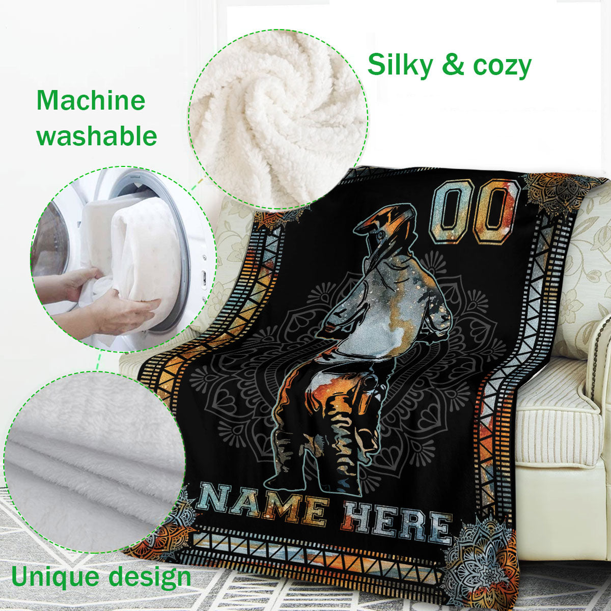 Ohaprints-Fleece-Sherpa-Blanket-Mandala-Vintage-Motorcycle-Racing-Racer-Boy-Custom-Personalized-Name-Number-Soft-Throw-Blanket-282-Fleece Blanket