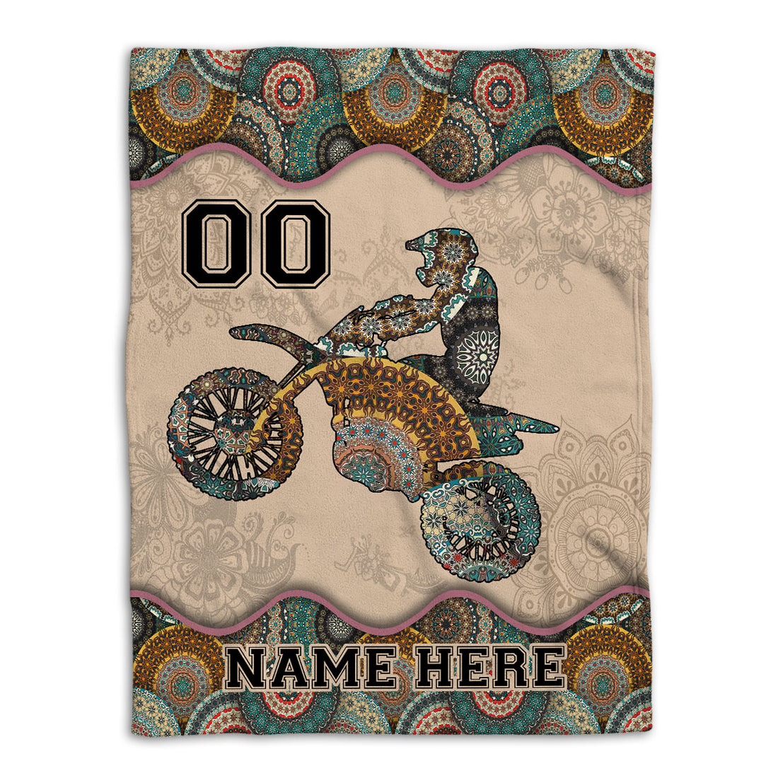 Ohaprints-Fleece-Sherpa-Blanket-Mandala-Boho-Motorcycle-Racing-Racer-Gift-Custom-Personalized-Name-Number-Soft-Throw-Blanket-286-Fleece Blanket